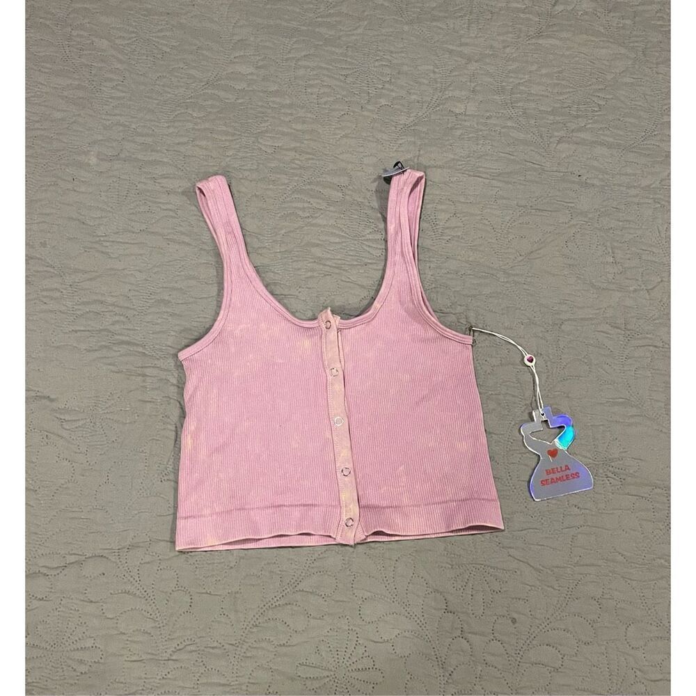 Bella Seamless Purple/Pink Crop Top Tank Stretchy Large New